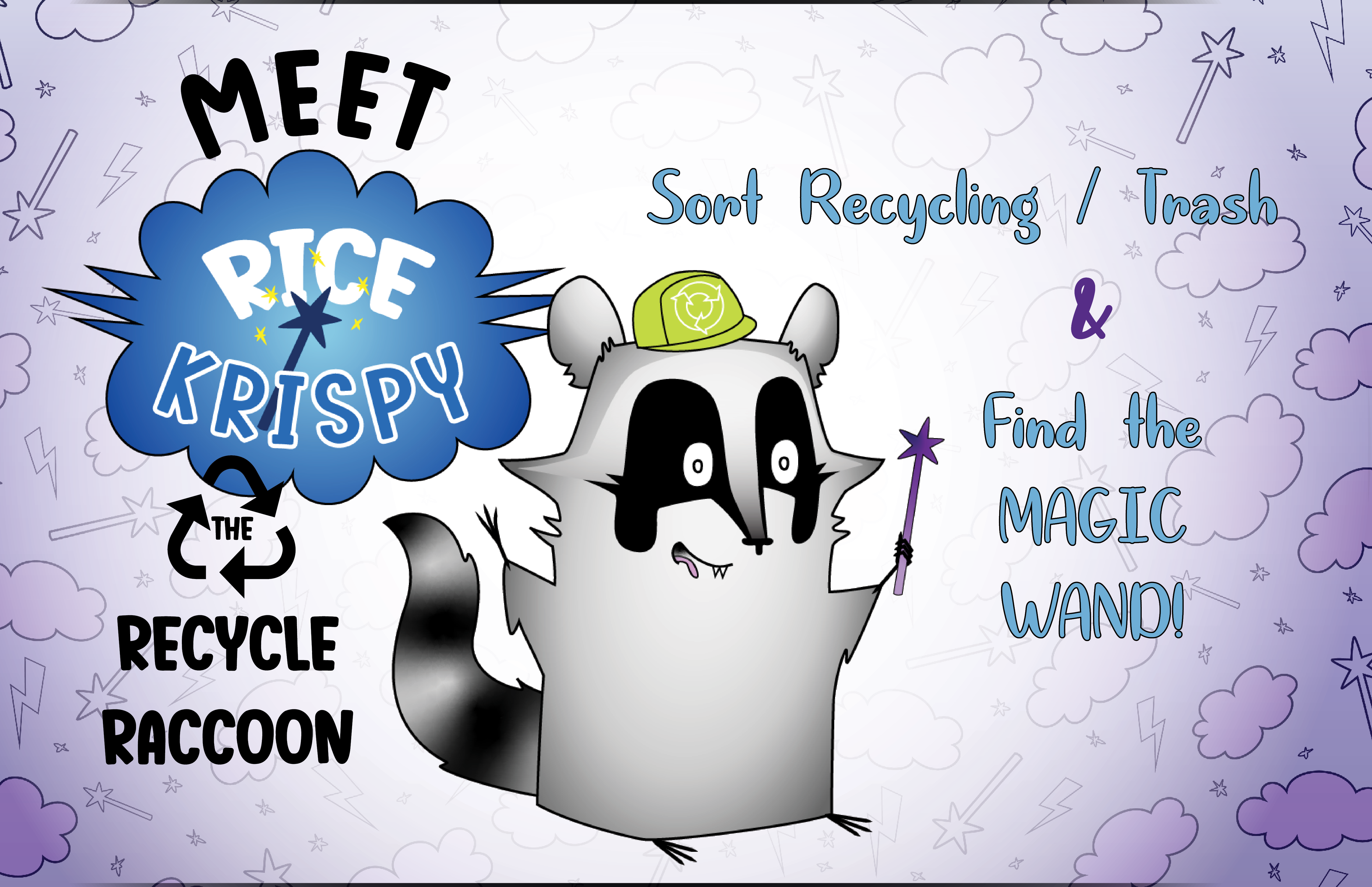 Rice Krispy the Recycle Raccoon mascot